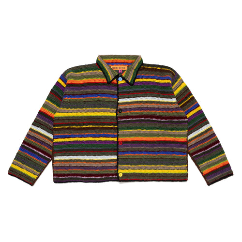 OLIVE CROCHET KNIT CARDIGAN